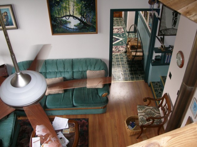 Inside the lovely cabin, now with plenty of electricity replacing a gas generator.