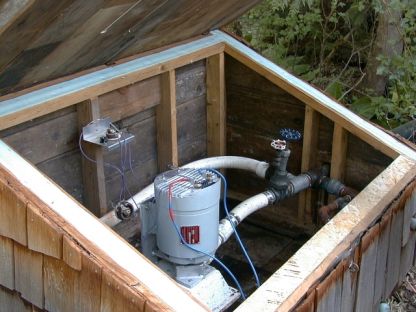 Example of a micro hydro system providing all the electrical energy needs of a small house.