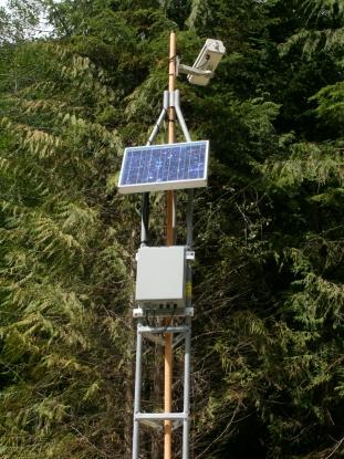 Close up of camera tower, radio antenna not in view.